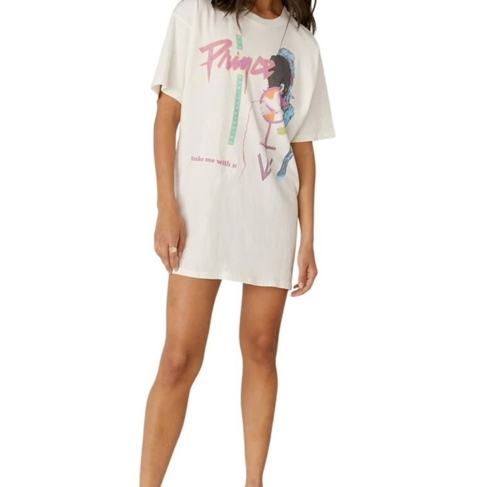 Daydreamer Prince Take Me With U Graphic T-Shirt Dress S Oversized Band Tee Mini